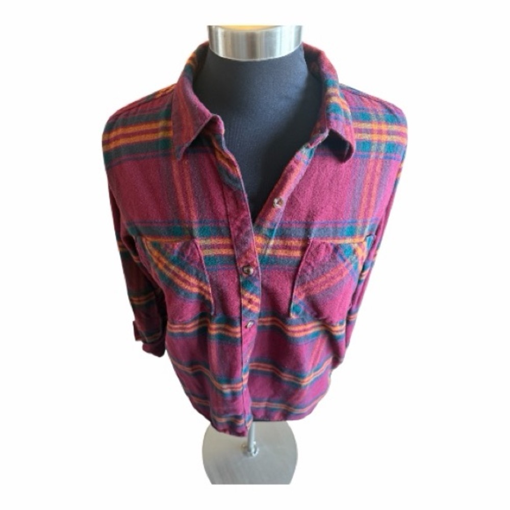 Natural Reflections Red and Green Plaid Shirt - Picture 3 of 5